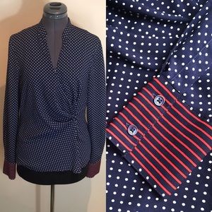 Anne Klein poka dot blouse, size 8.